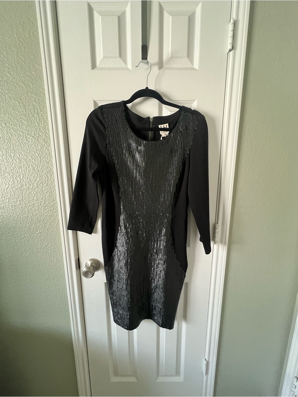 Haute Hippie Black Sequin Panel Mini Dress